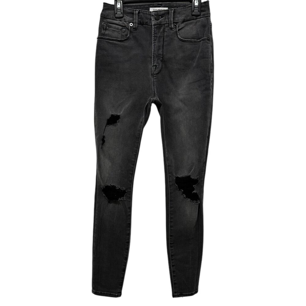 GOOD AMERICAN Jeans Womens Size 00/24 Good Legs Crop Black